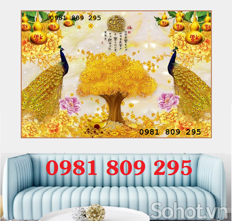 Tranh gạch cây kim tiền đẹp 3d