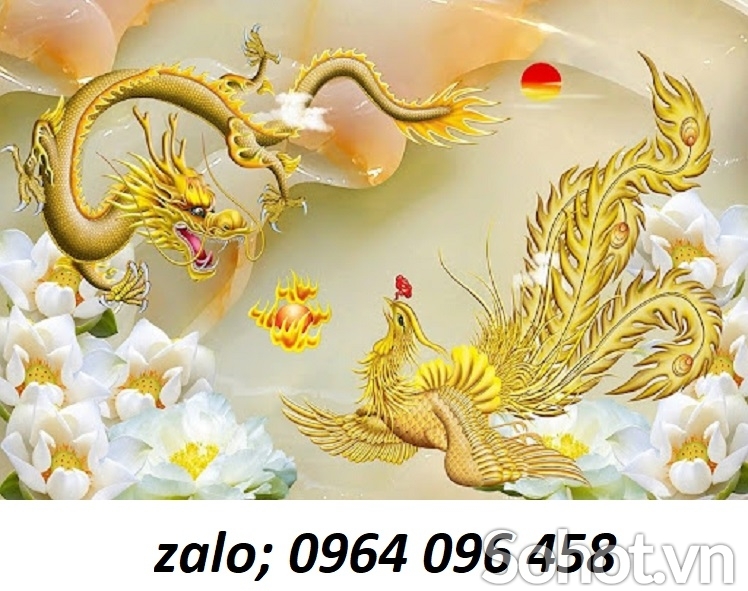 tranh gạch 3d ốp tường rồng phượng - FGH34