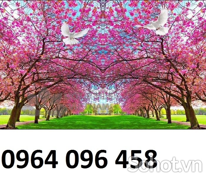 Gạch tranh cây đào 3d - MBV43