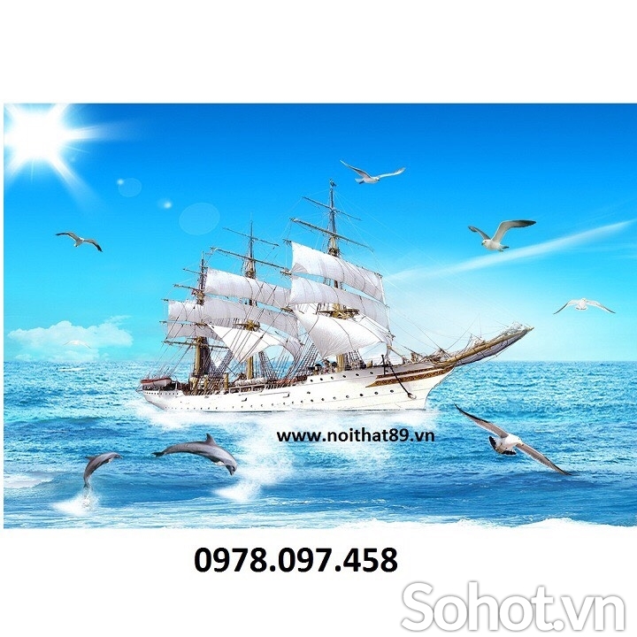 Tranh thuyền buồm- tranh gạch 3D
