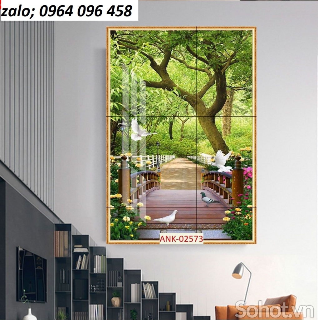 Tranh gạch 3d phong cảnh khổ đứng - 488NBB