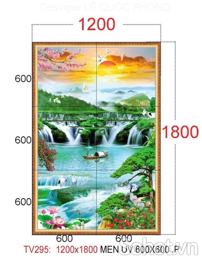 Tranh gạch men 3D ốp phòng khách.