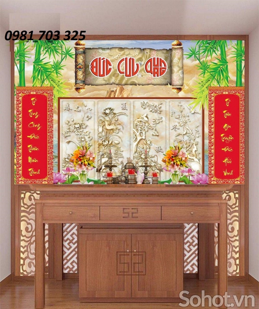 Tranh 3D phòng thờ- gạch tranh 3D