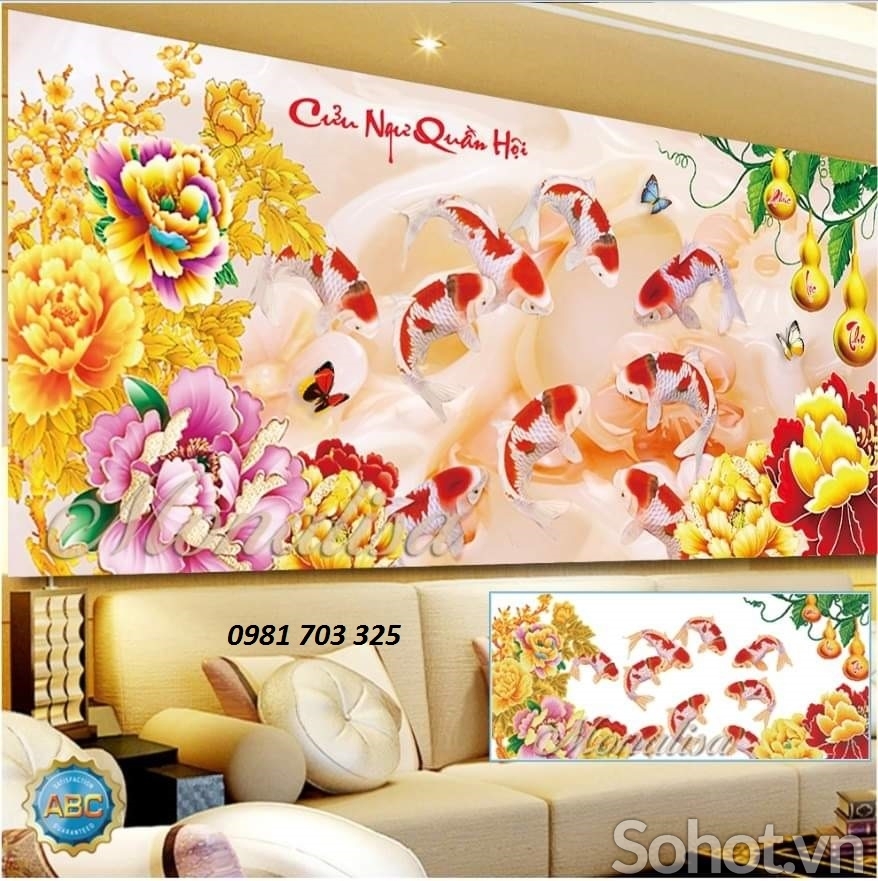 Gạch tranh cá chép- tranh 3D phong thủy