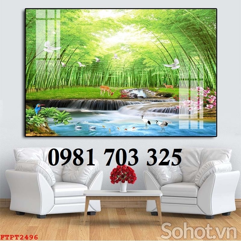 Tranh phong cảnh thác nước, gạch tranh ốp tường