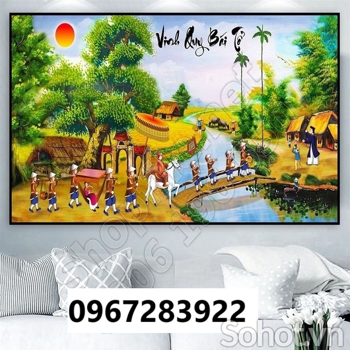 Tranh gạch đẹp 3d cảnh làng quê