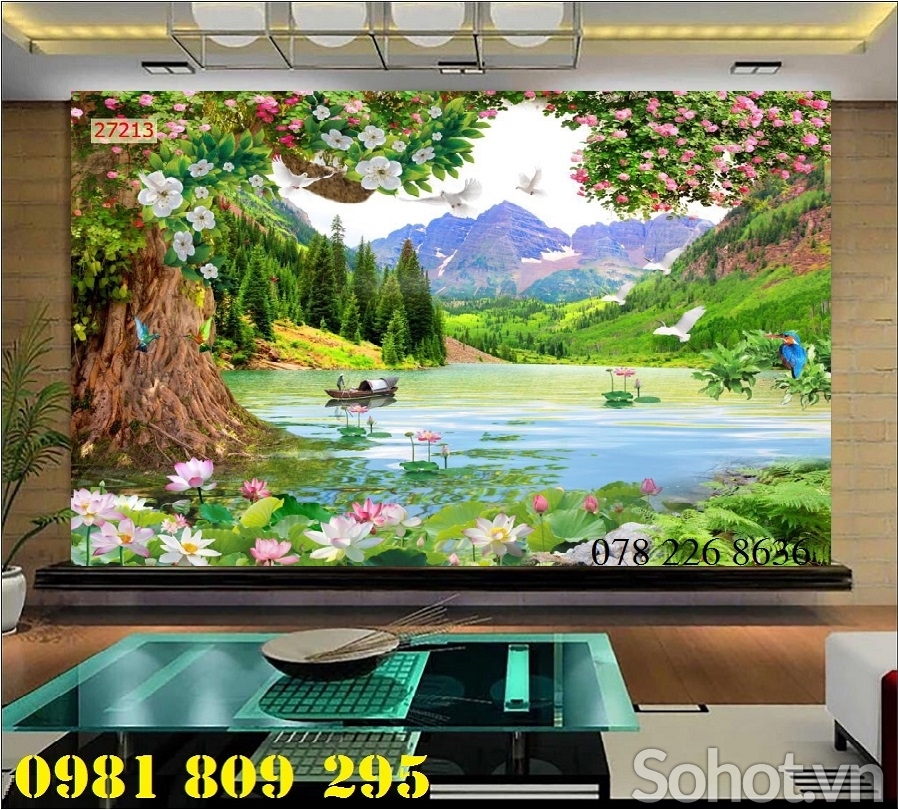 Tranh gạch 3d phong cảnh vườn hoa