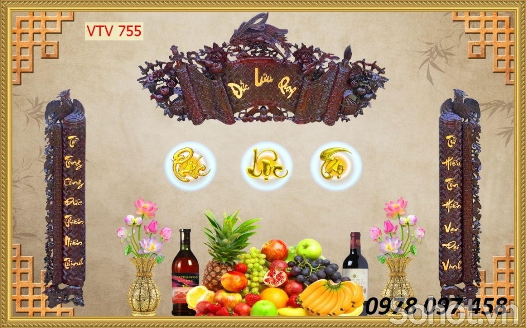 Trang trí phòng thờ - gạch tranh 3D