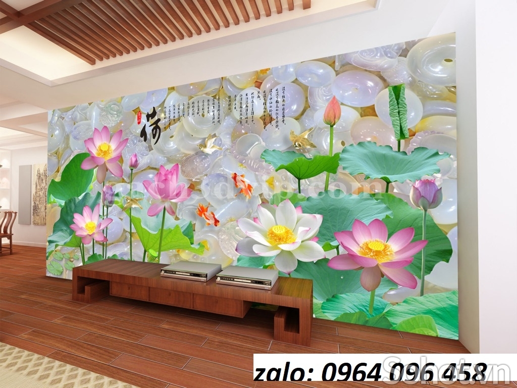 Tranh gạch 3d hoa sen 3d ốp tường - 653CN
