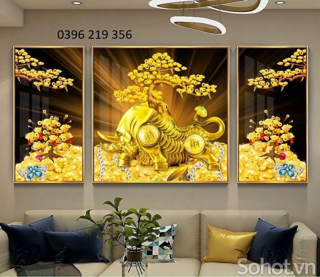 Tranh gạch men ốp lát trang trí tường Cây Kim Tiền
