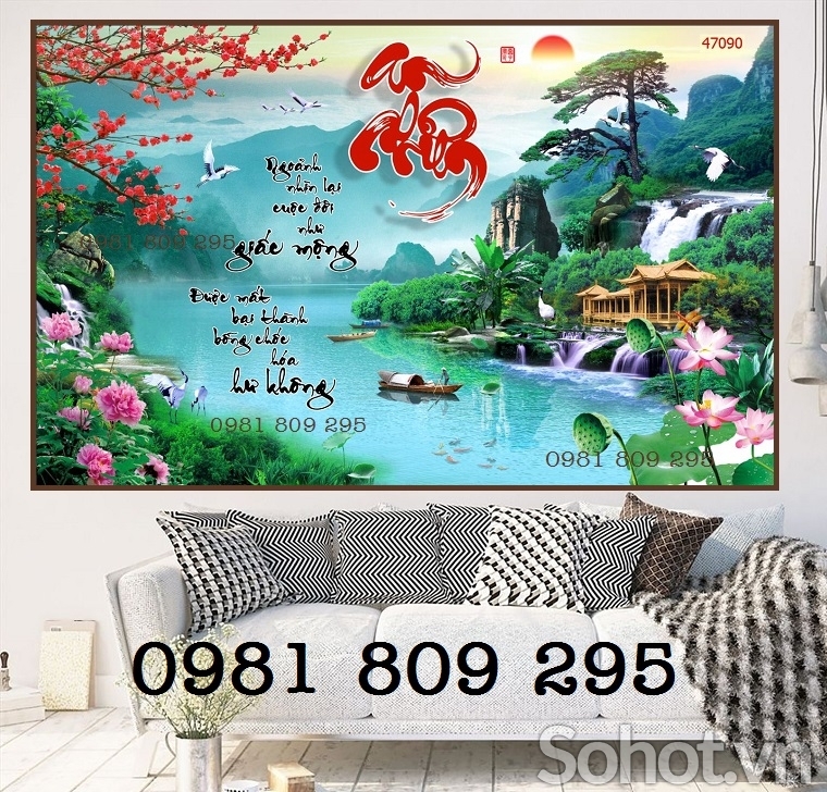 Tranh gạch , gạch ốp tường trang trí phong cảnh HN999