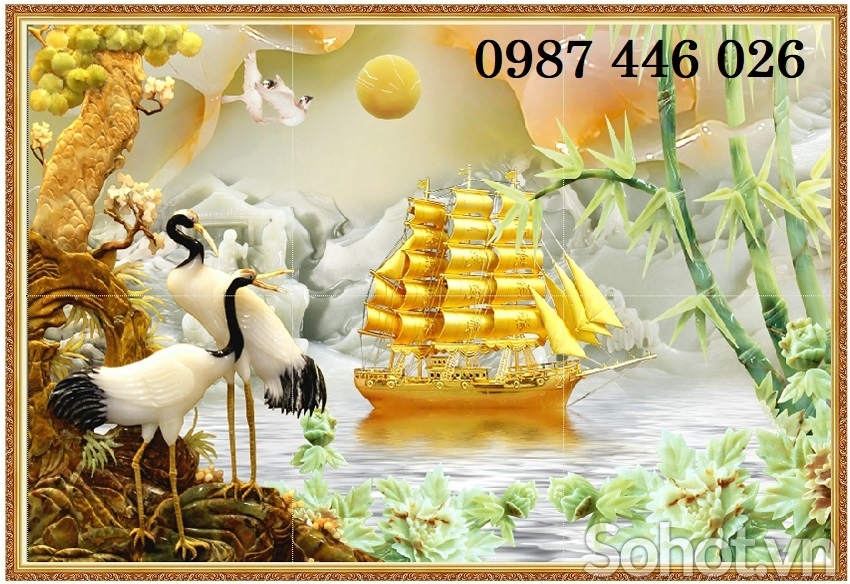 Gạch tranh phong thủy thuyền buồm HP9822