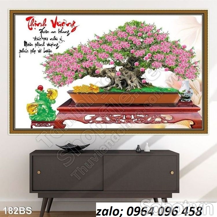 Tranh cây hoa đào - tranh gạch 3d hoa đào - SXVV43
