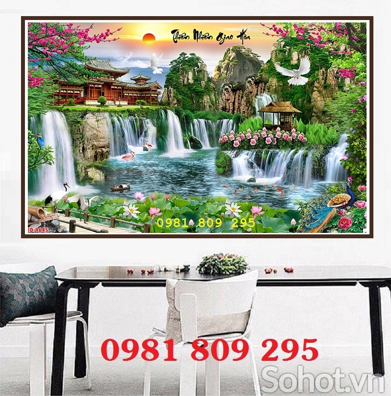 Tranh gạch phong cảnh, tranh thác nước 3d ốp tường GP566