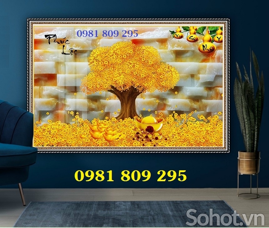 Gạch phong thủy , tranh gạch cây kim tiền