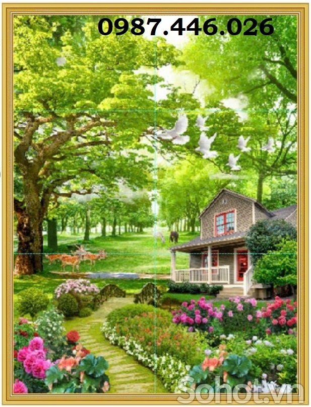 Gạch 3d tranh gạch men phong cảnh HP882