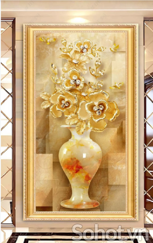 gạch ốp tường hoa hồng 3d