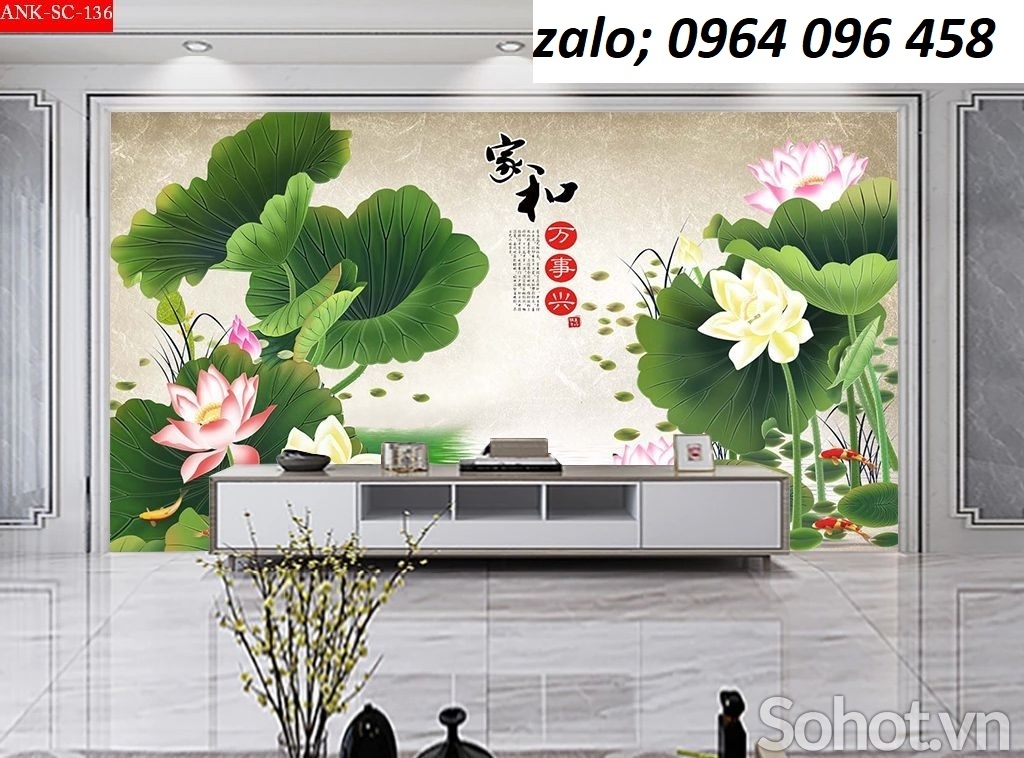 Tranh gạch hoa sen 3d - HFDX43