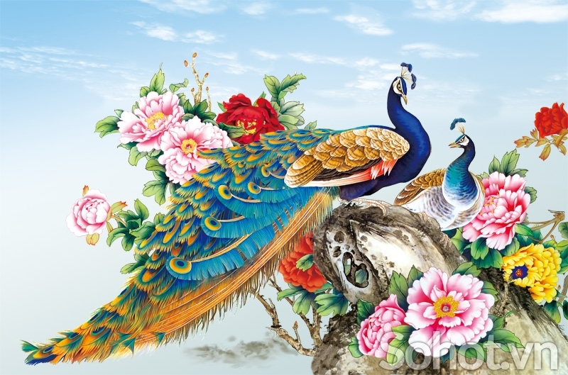 Tranh gạch 3d chim công - SC85
