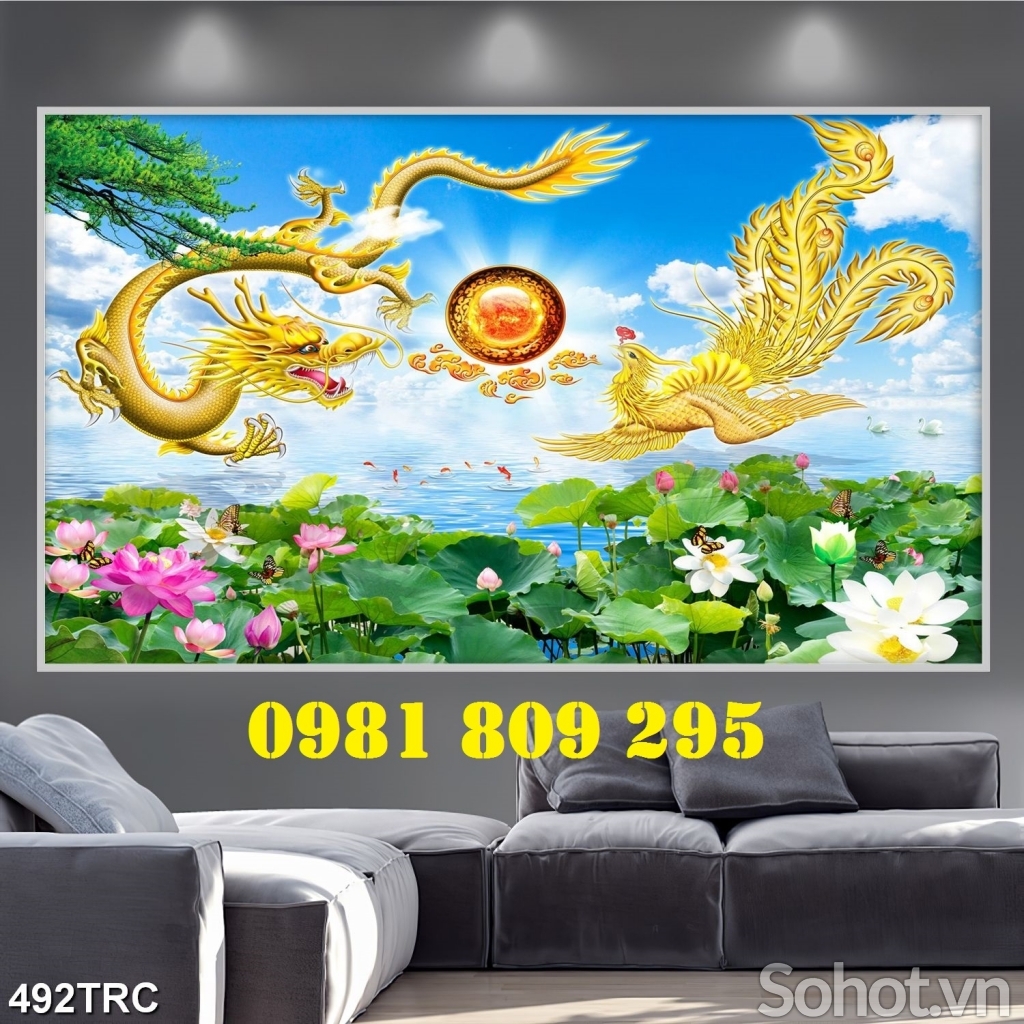 Tranh gạch , tranh rồng phượng bay HN9329