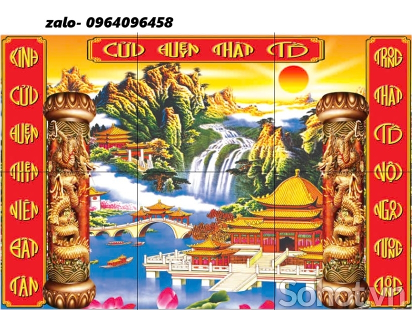 Tranh gạch 3d ốp tường phòng thờ - 865CV