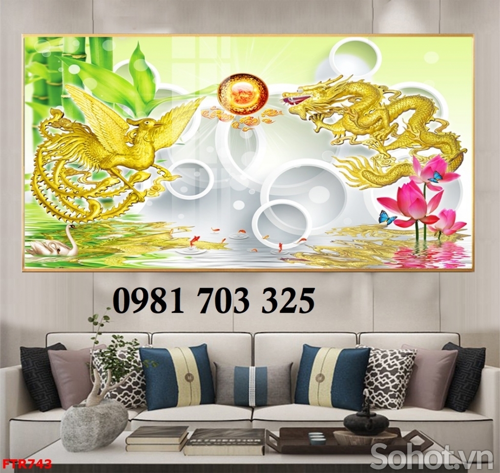 Tranh gạch 3D rồng phượng