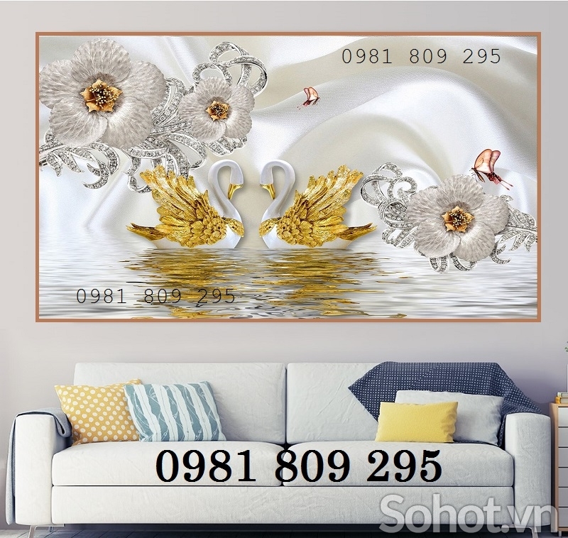 Tranh 3d gạch ốp tường tranh thiên nga , gạch tranh