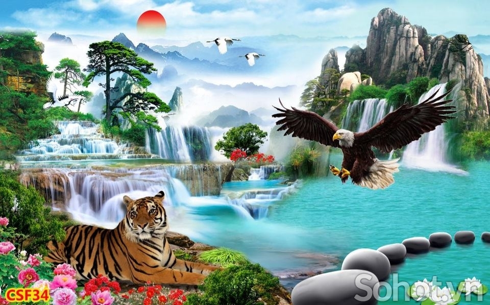 Gạch tranh- Tranh phong thuỷ Hổ