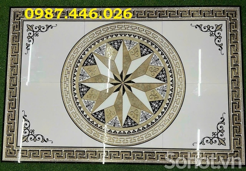 Gạch nền thảm gạch khắc vàng trang trí đẹp HP8272