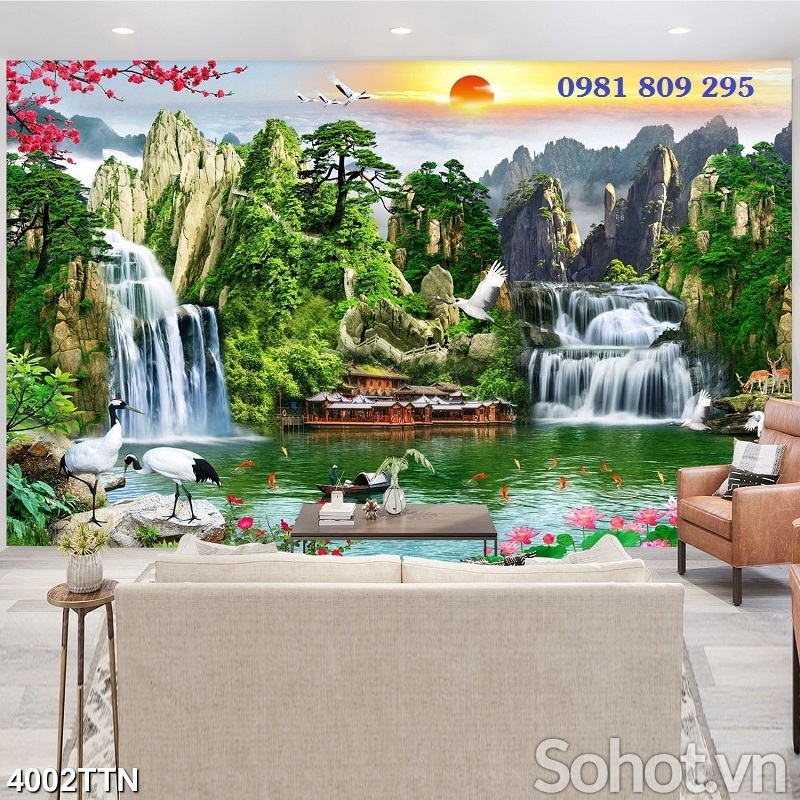 Tranh gạch men thác nước đẹp HP254
