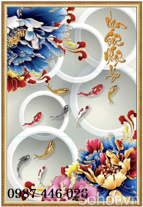 Tranh gạch men hoa mẫu đơn HP63833
