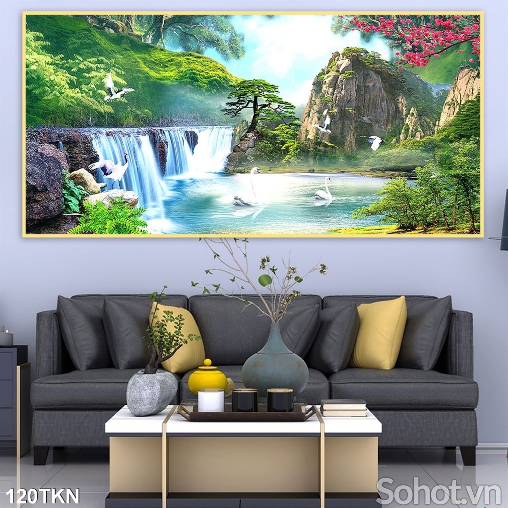 tranh 3D phong cảnh trang trí phòng khách