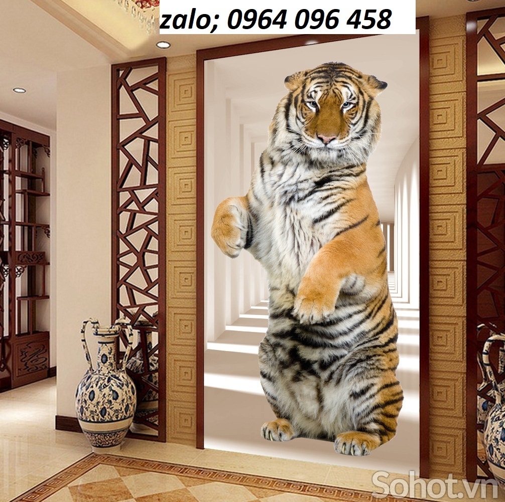 tranh hổ 3d phong thủy - gạch tranh ốp tường 3d - SND4