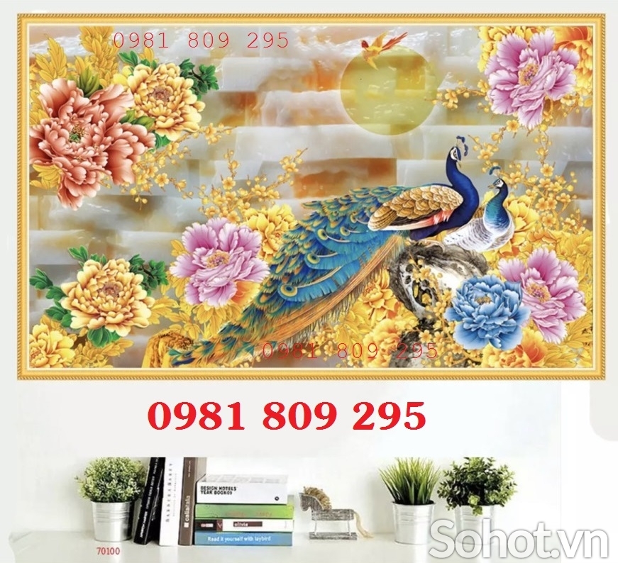 Tranh gạch men , gạch 3d trang trí chim công
