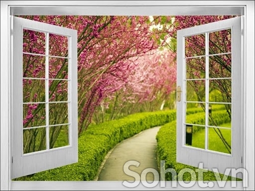 Tranh cửa sổ 3d - tranh gạch 3d cửa sổ - LDS32