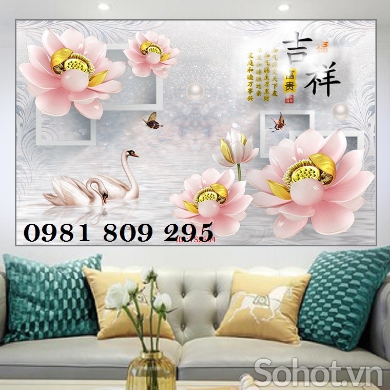 Tranh gạch 3d hoa dán tường