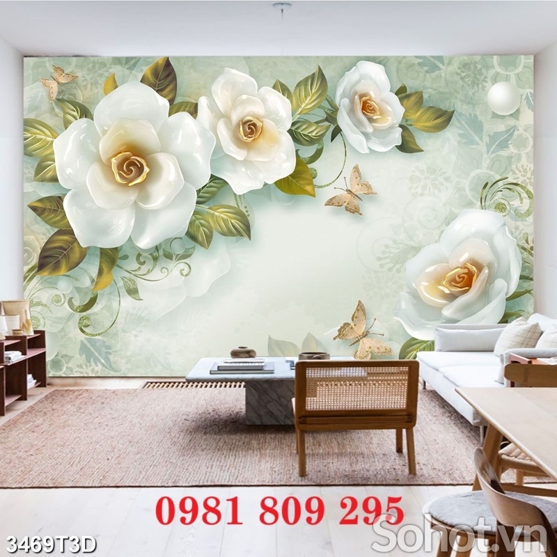 Tranh gạch men hoa trang trí 3d