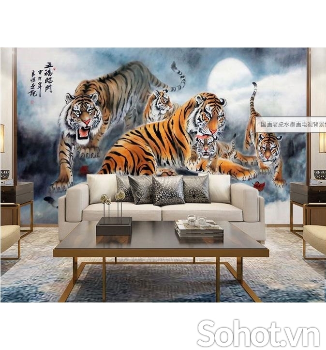 Gạch tranh con hổ ốp tường