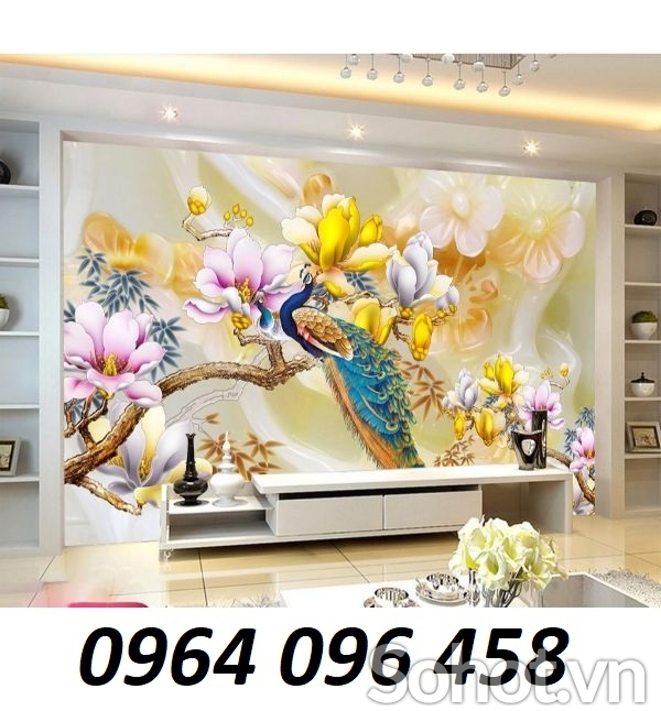 Tranh chim công 3d - tranh gạch 3d chim công - SXVC63