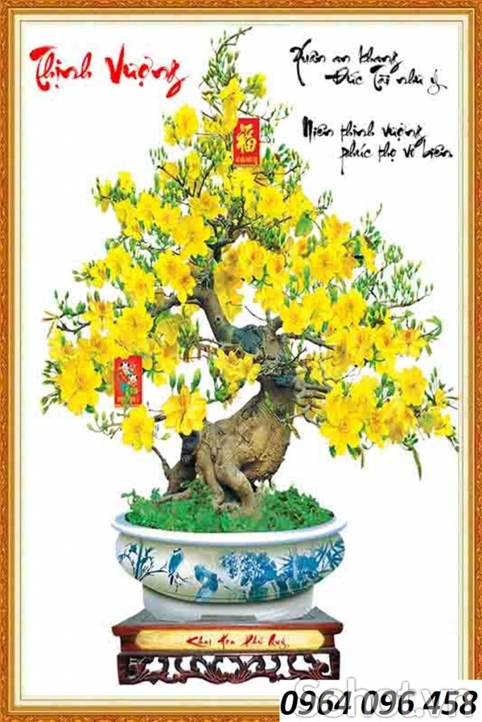 Tranh cây mai 3d - tranh gạch 3d cây mai - 766XL