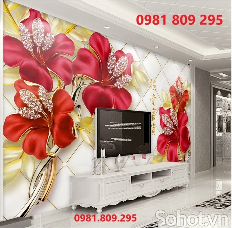 Gạch tranh tường hoa 3d GF888