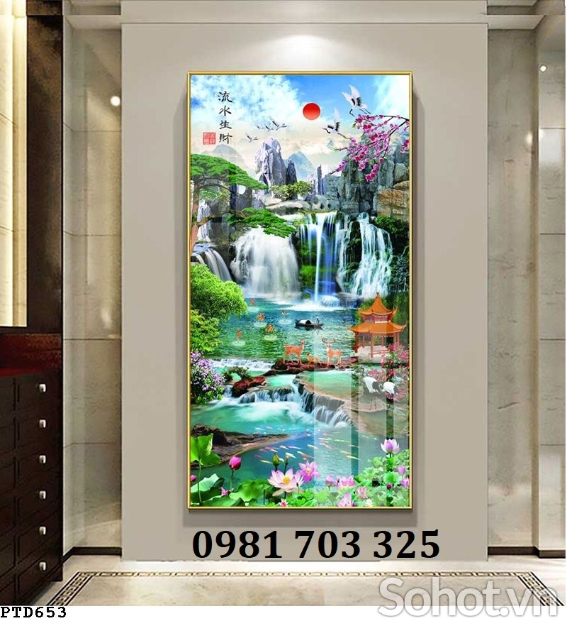 Tranh gạch khổ đứng phong cảnh đẹp trang trí