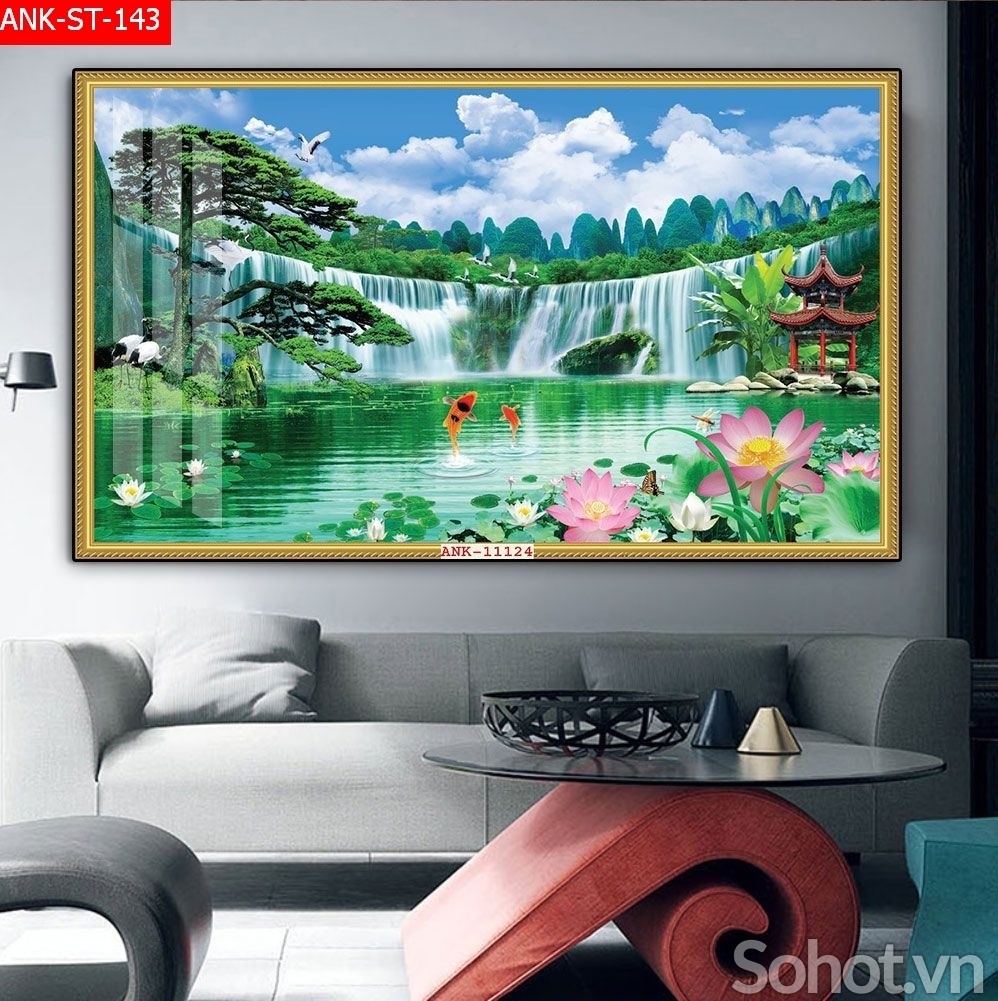 Tranh gạch 3d phong cảnh phòng khách - BVV75