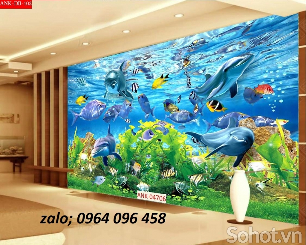 Gạch tranh 3d cá heo đại dương - CXX3