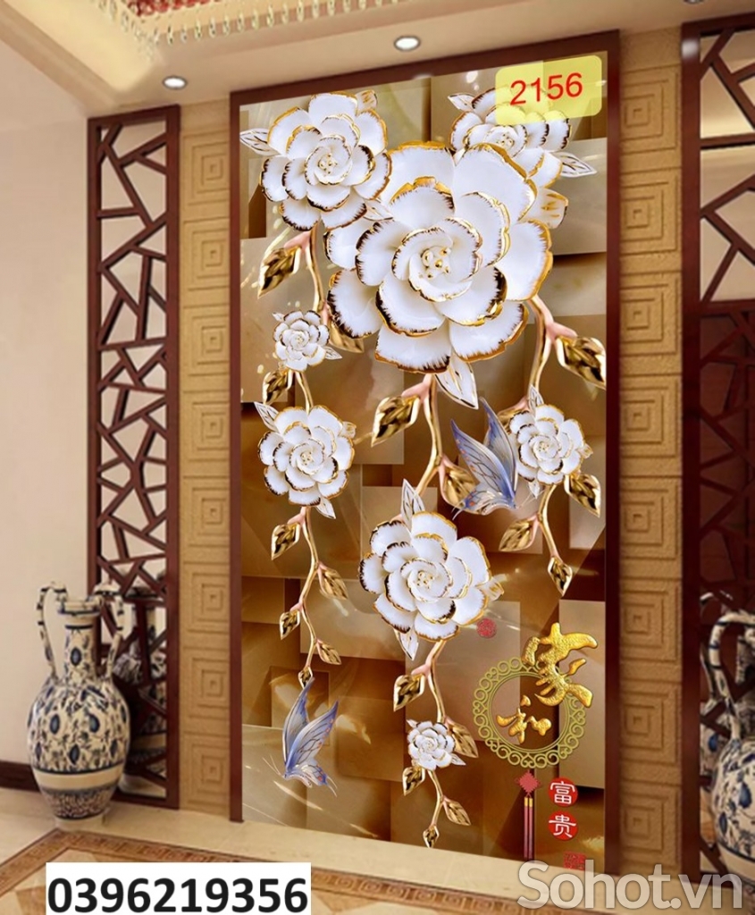Gạch tranh hình hoa 3D đẹp
