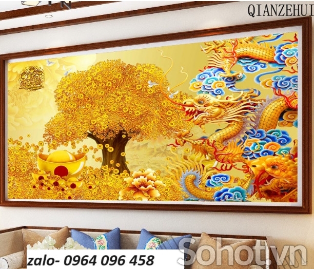 Tranh gạch cây tiền vàng 3d - KHN74