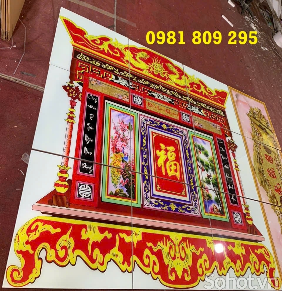 Tranh 3d phòng thờ , mẫu tranh gạch ngũ quả ốp tường