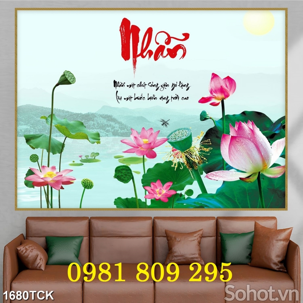 Gạch tranh hoa sen chứ hiếu