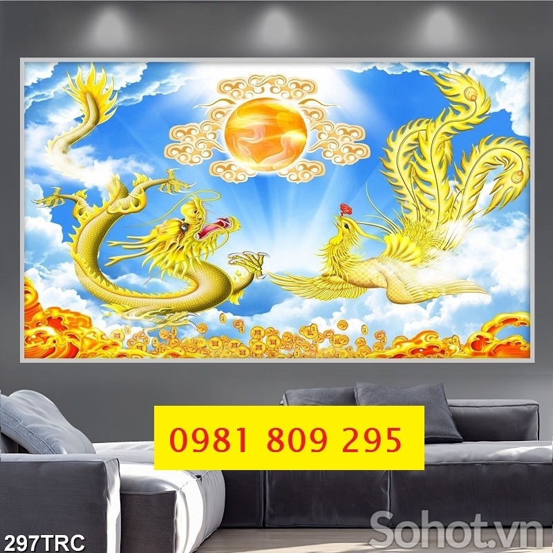 Tranh gạch men rồng phượng HP23365