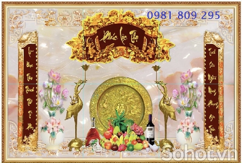 Tranh gạch ban thờ gia tiên mới nhất